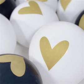 10Pcs Black and White Gold Stamped Love Printing Balloon Birthday Party Wedding Room Wedding Celebration Decoration Balloon