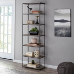 6-Shelf Metal Frame Bookcase Home and Organization Storage